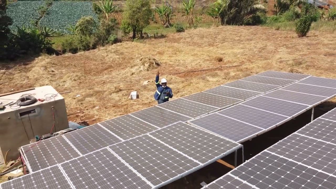 Aerial view of a 15 kVA solar irrigation system in the West