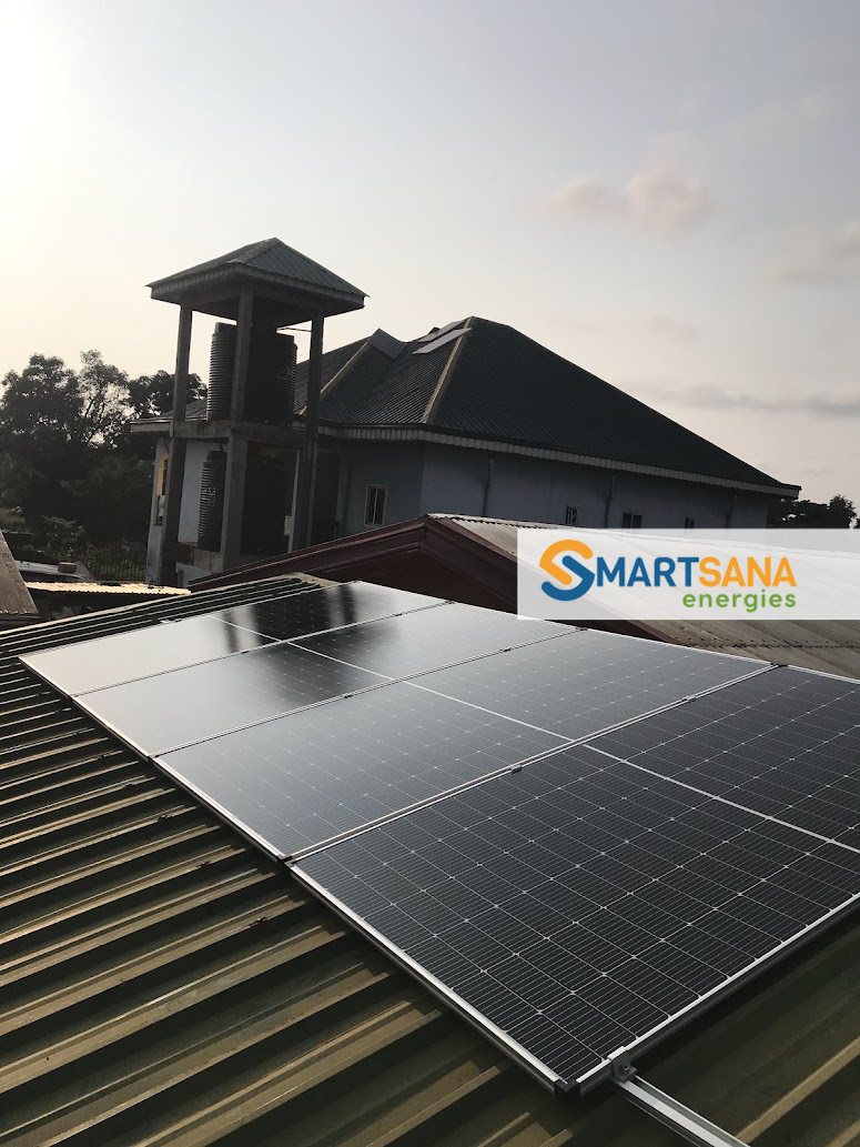 Panels on the metal roof