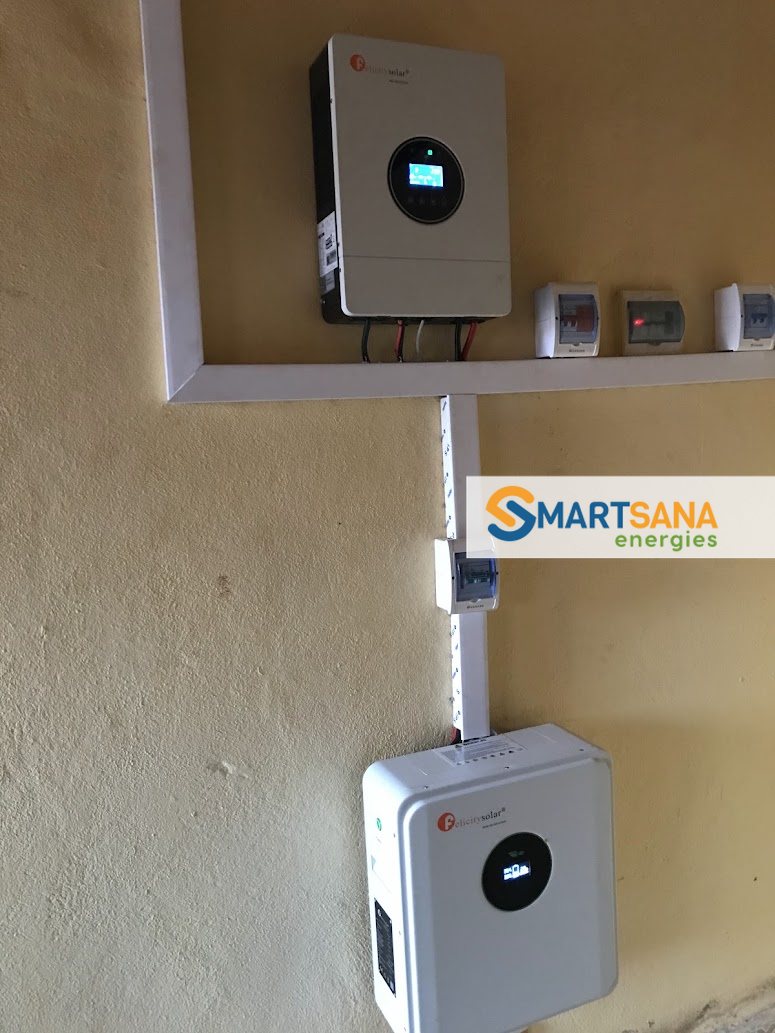 Inverter, protection devices and battery on the wall