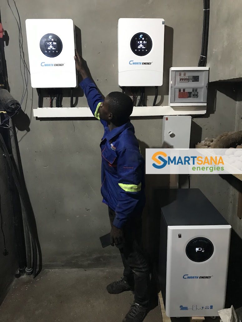 Inverters and battery installed